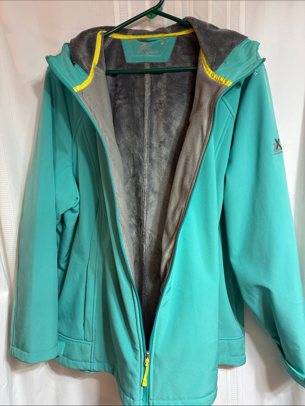 ZeroXposur Teal Hooded Ski Jacket with Gray Fleece Lining
